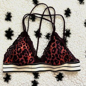Laurel & Love burgundy lace leopard bralette S